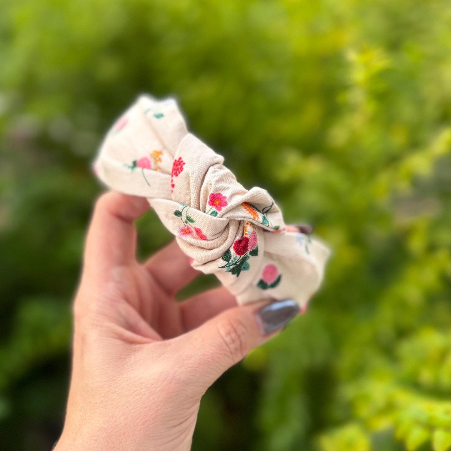 Dahlia Micro Floral Print Headband with Rifle Paper Co. fabric