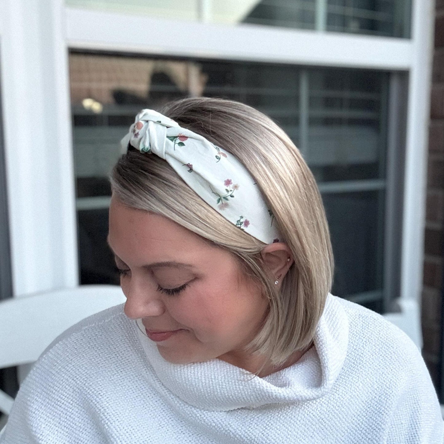 Dahlia Micro Floral Print Headband with Rifle Paper Co. fabric