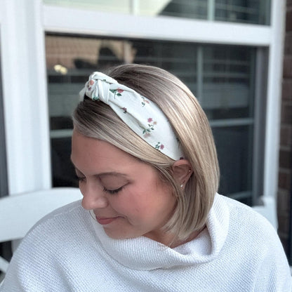 Dahlia Micro Floral Print Headband with Rifle Paper Co. fabric