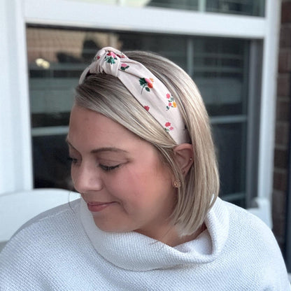 Dahlia Micro Floral Print Headband with Rifle Paper Co. fabric