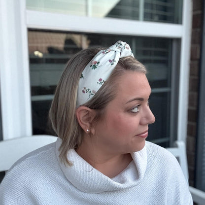 Dahlia Micro Floral Print Headband with Rifle Paper Co. fabric