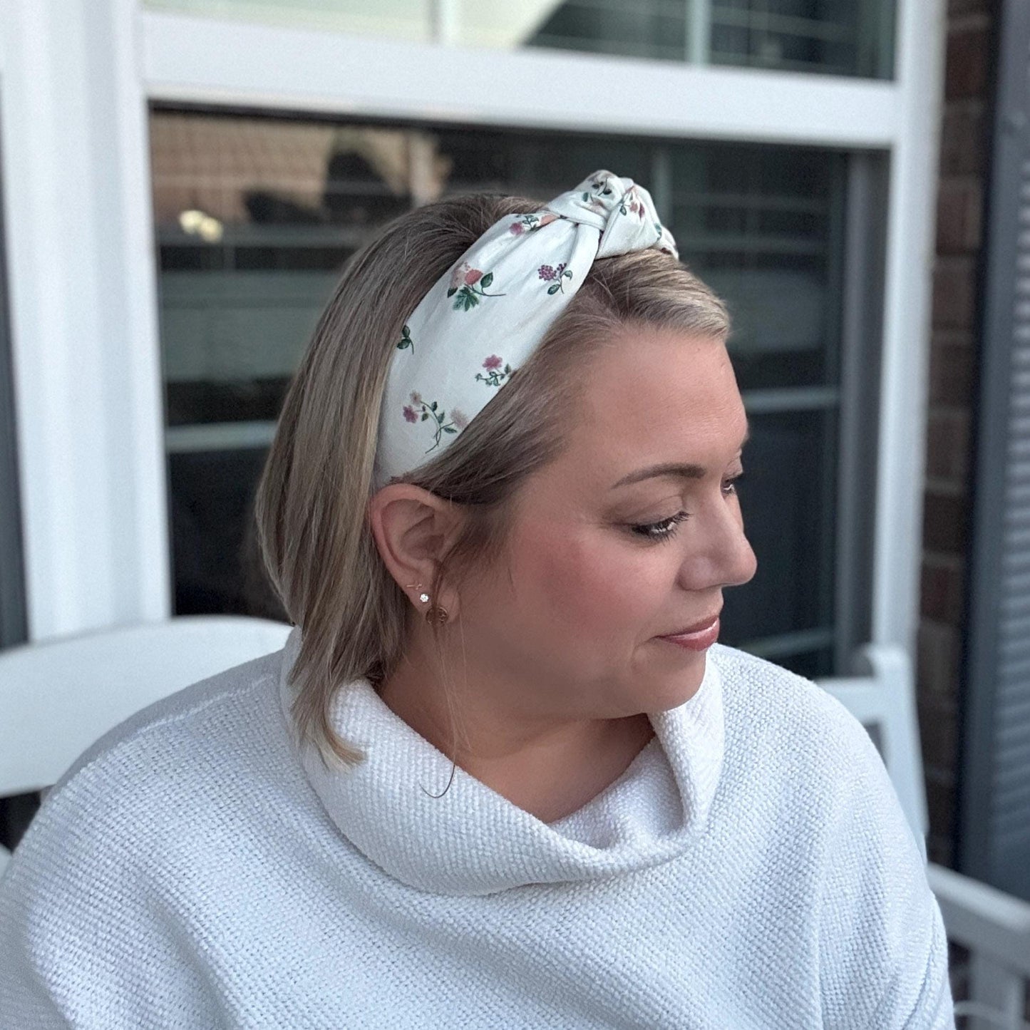 Dahlia Micro Floral Print Headband with Rifle Paper Co. fabric