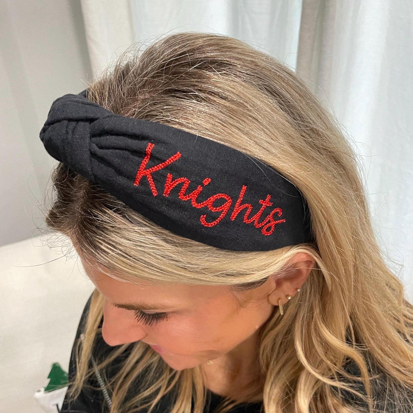Knights Embroidered Topknot Headband
