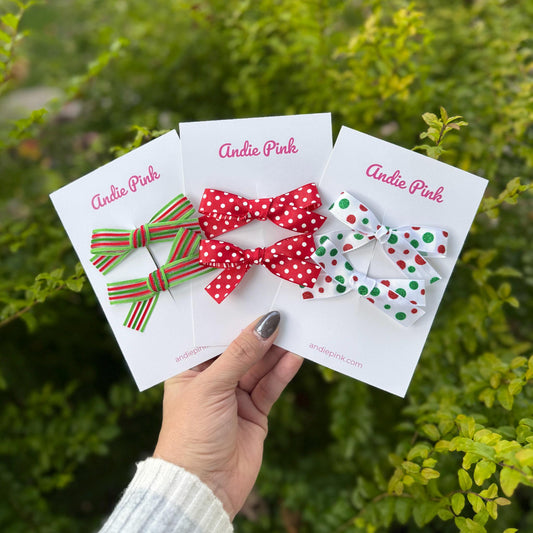 Red and Green Christmas Bows for Toddlers & Little Girls | 3 Styles Available