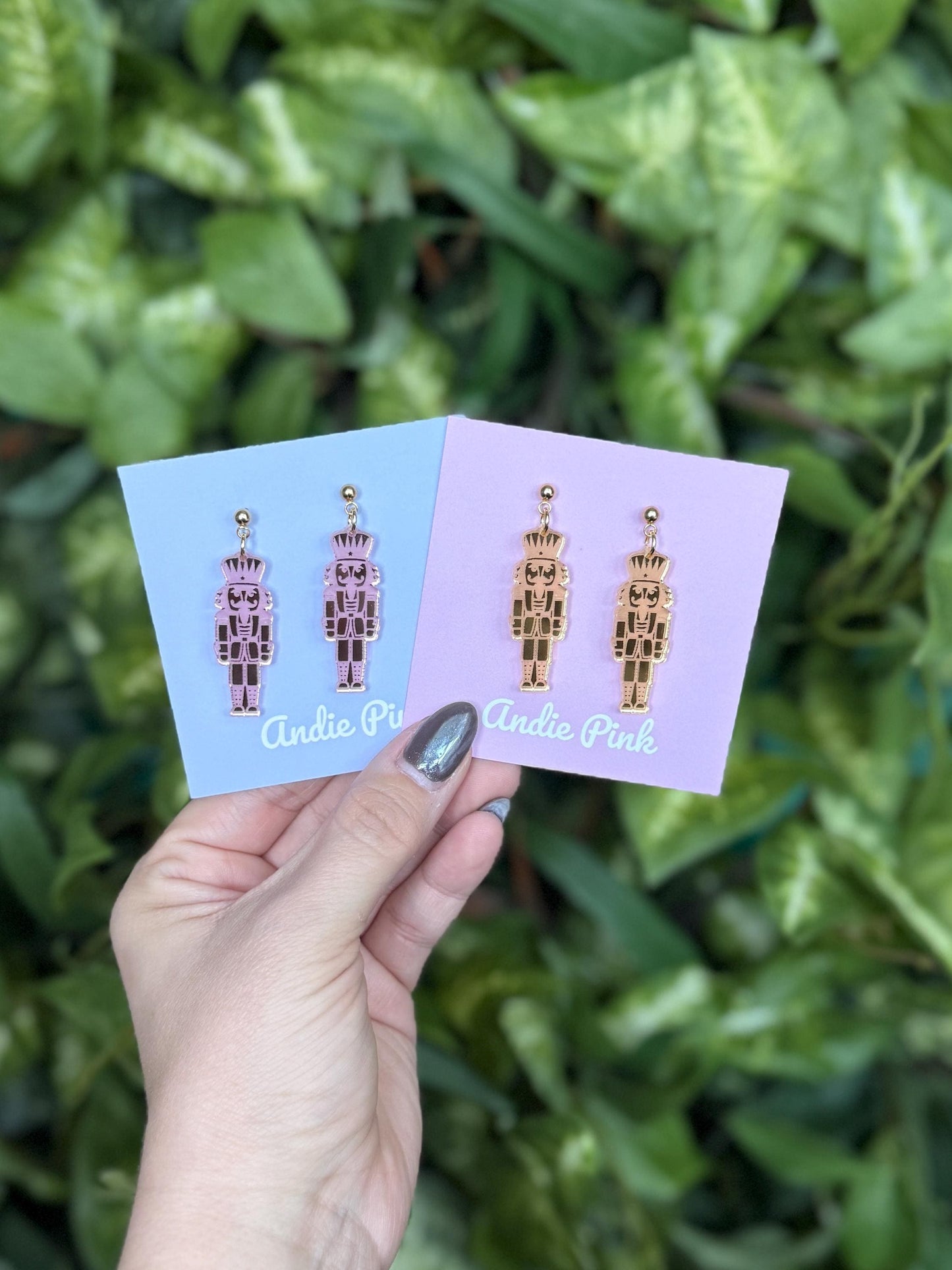 Nutcracker Christmas Earrings | Pink or Gold | Hypoallergenic and Nickle Free