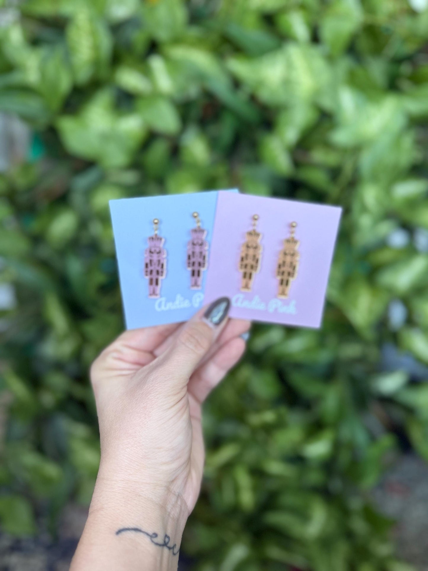 Nutcracker Christmas Earrings | Pink or Gold | Hypoallergenic and Nickle Free