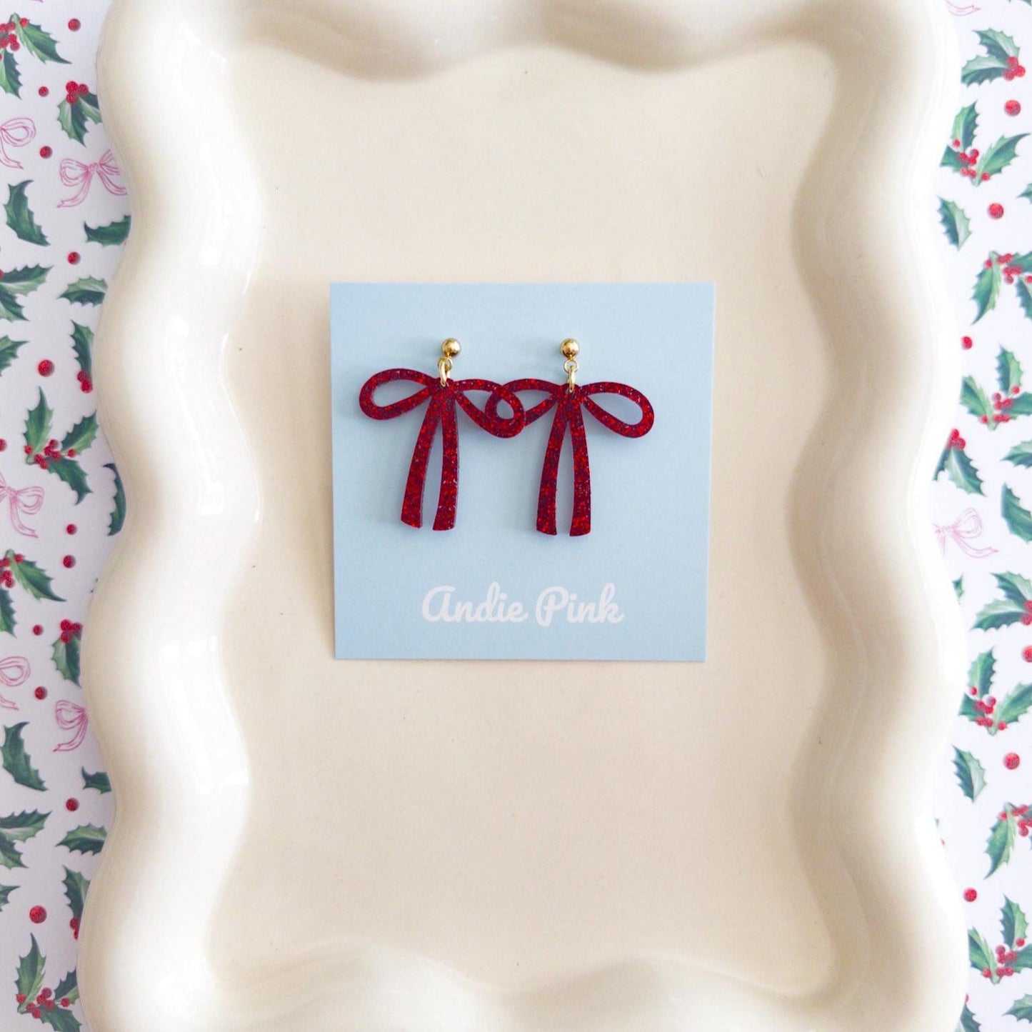 Christmas Bow Earrings | Multiple Colors to Choose From | Hypoallergenic & Nickle Free