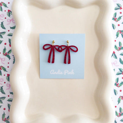 Christmas Bow Earrings | Multiple Colors to Choose From | Hypoallergenic & Nickle Free