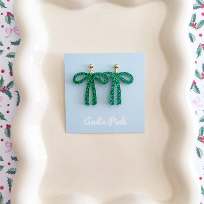 Christmas Bow Earrings | Multiple Colors to Choose From | Hypoallergenic & Nickle Free