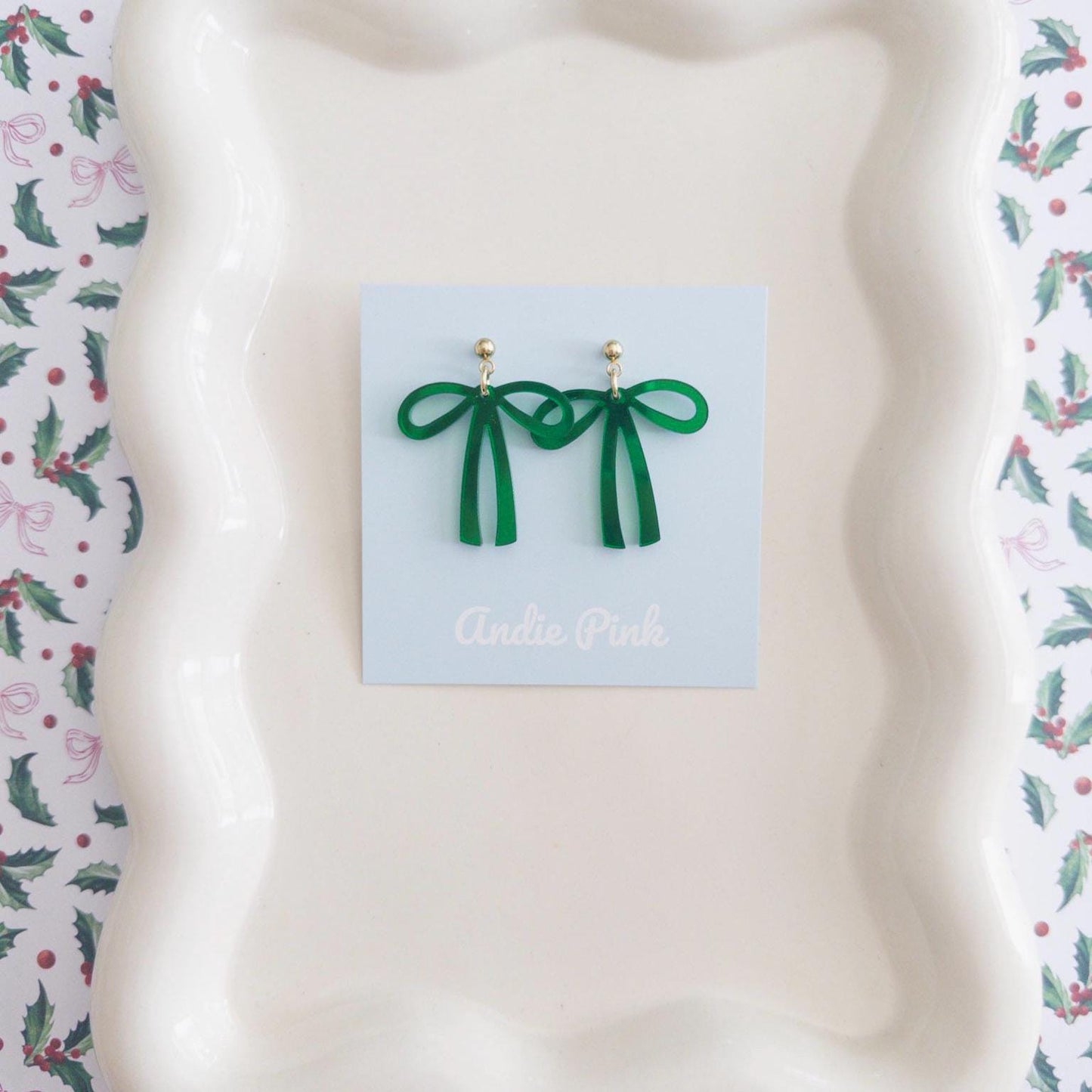 Christmas Bow Earrings | Multiple Colors to Choose From | Hypoallergenic & Nickle Free