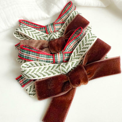 Green and Ivory Hair Bows for Toddlers & Babies