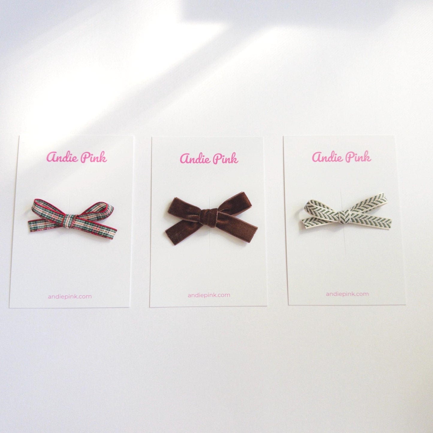 Red, Green, and Gold Christmas Plaid Hair Bows for Toddlers & Babies