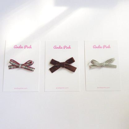 Red, Green, and Gold Christmas Plaid Hair Bows for Toddlers & Babies