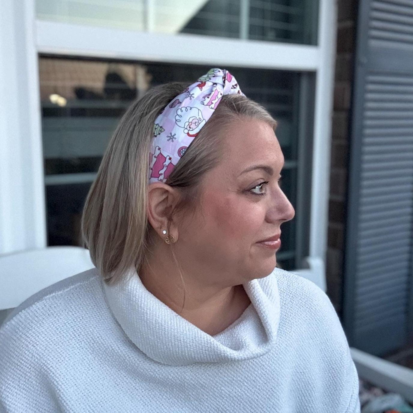 Pink Checkered Christmas Santa Headband