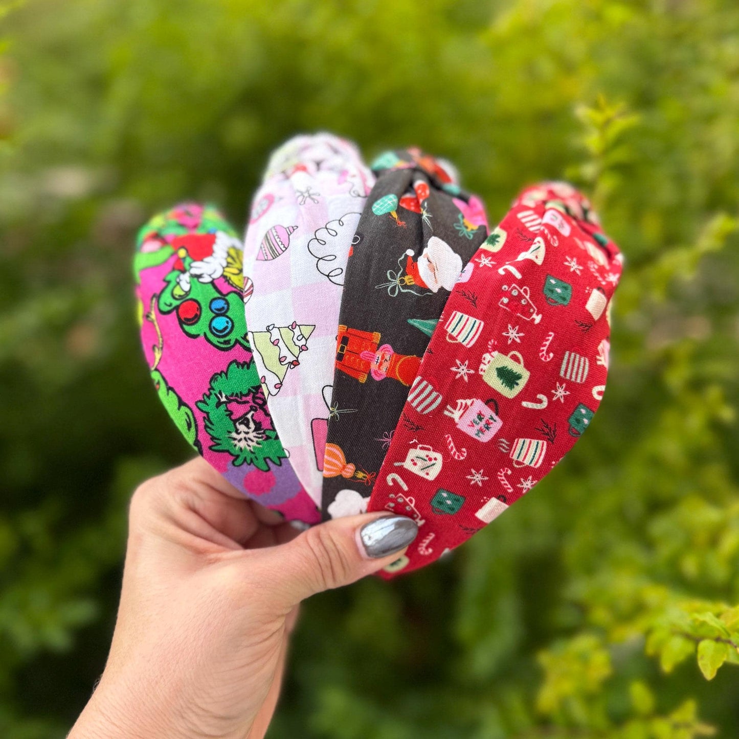 Pink Checkered Christmas Santa Headband