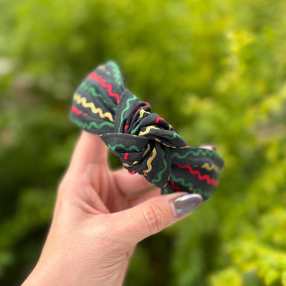 Striped Christmas Holiday Headband with Rifle Paper Co. fabric