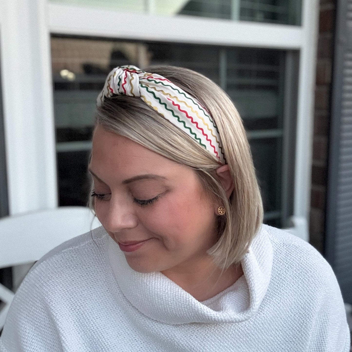 Striped Christmas Holiday Headband with Rifle Paper Co. fabric