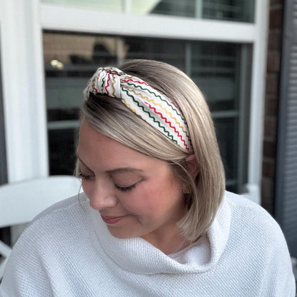 Striped Christmas Holiday Headband with Rifle Paper Co. fabric