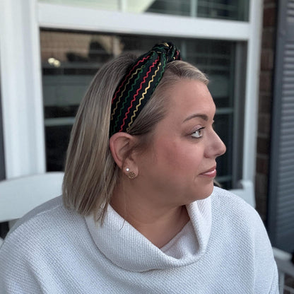 Striped Christmas Holiday Headband with Rifle Paper Co. fabric