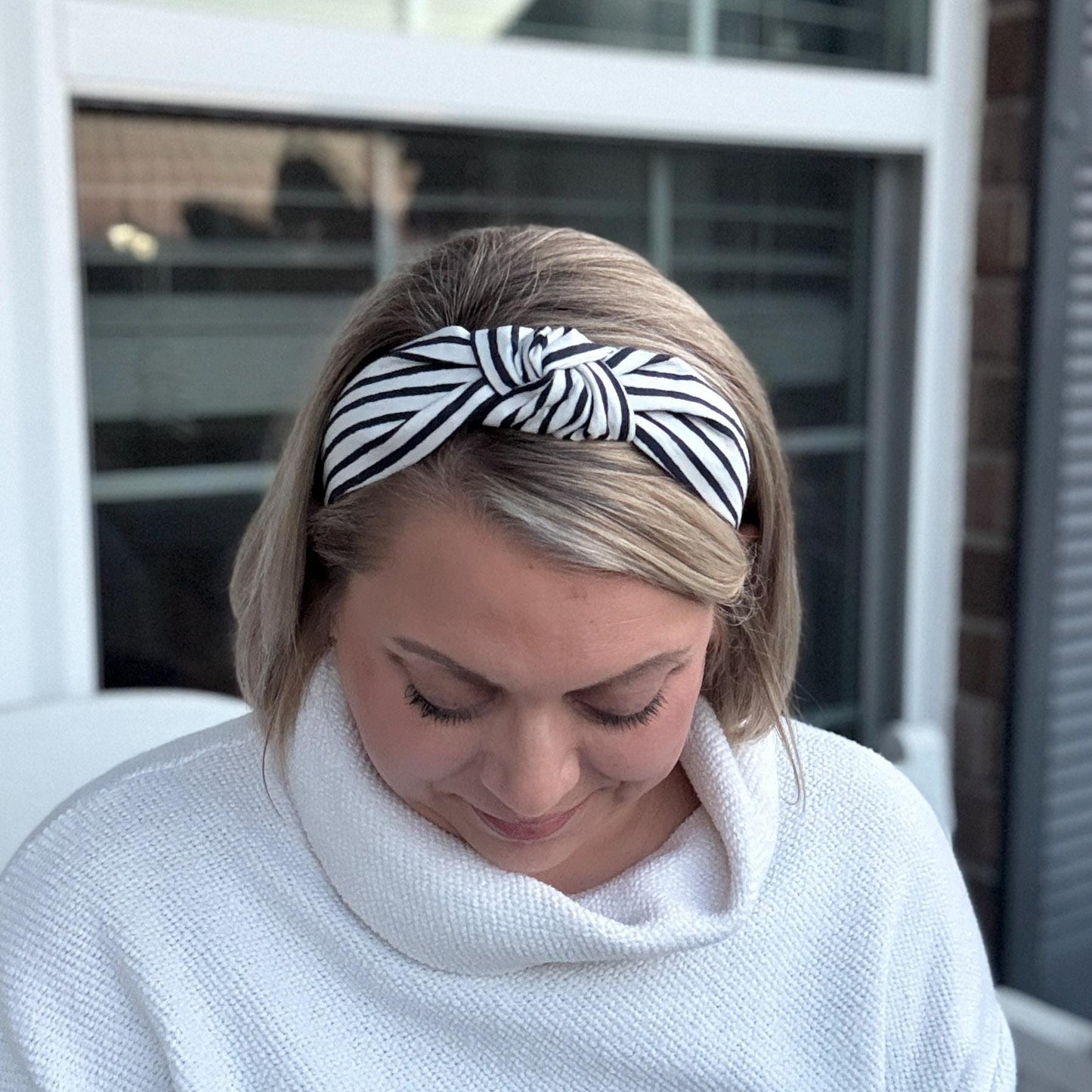 Navy & White Striped Headband Made with Rifle Paper Co. Fabric