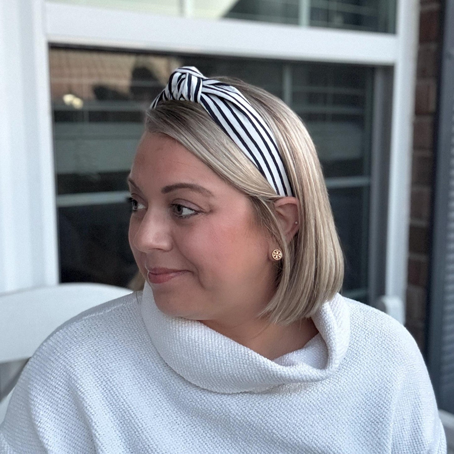 Navy & White Striped Headband Made with Rifle Paper Co. Fabric