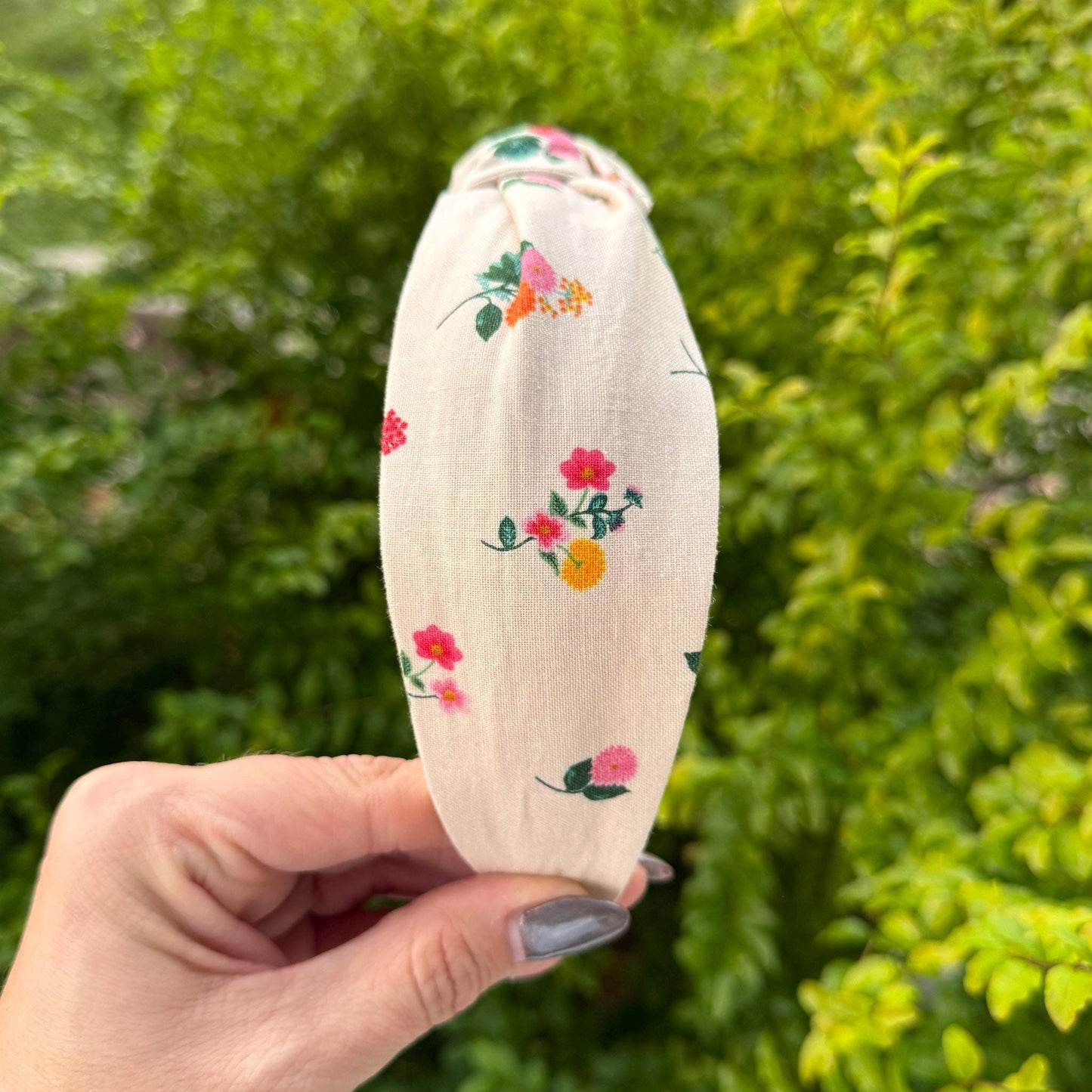 Dahlia Micro Floral Print Headband with Rifle Paper Co. fabric