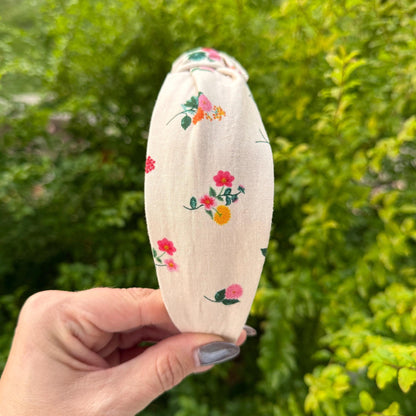 Dahlia Micro Floral Print Headband with Rifle Paper Co. fabric