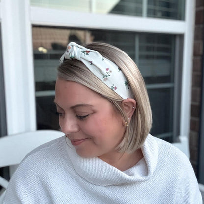 Dahlia Micro Floral Print Headband with Rifle Paper Co. fabric