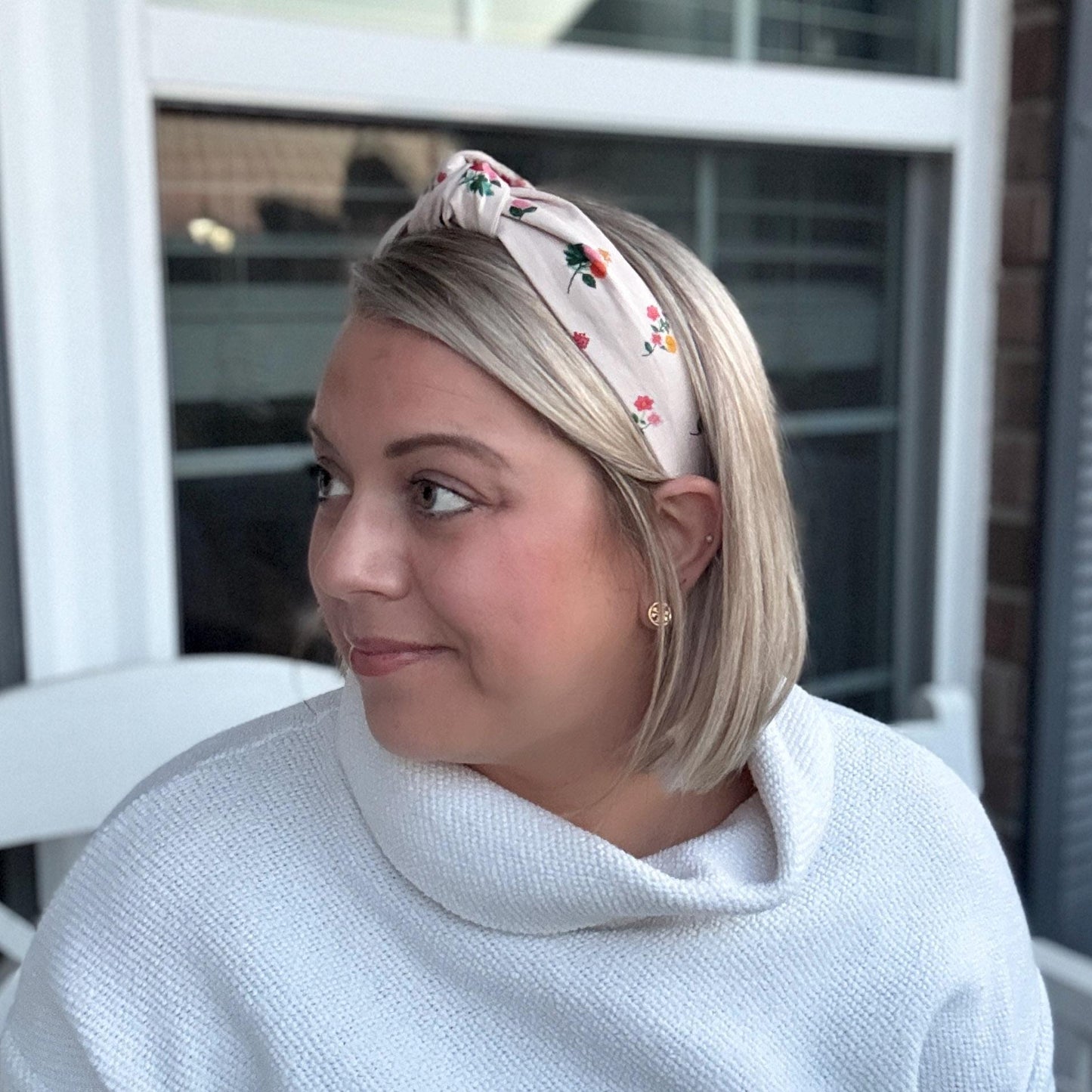 Dahlia Micro Floral Print Headband with Rifle Paper Co. fabric