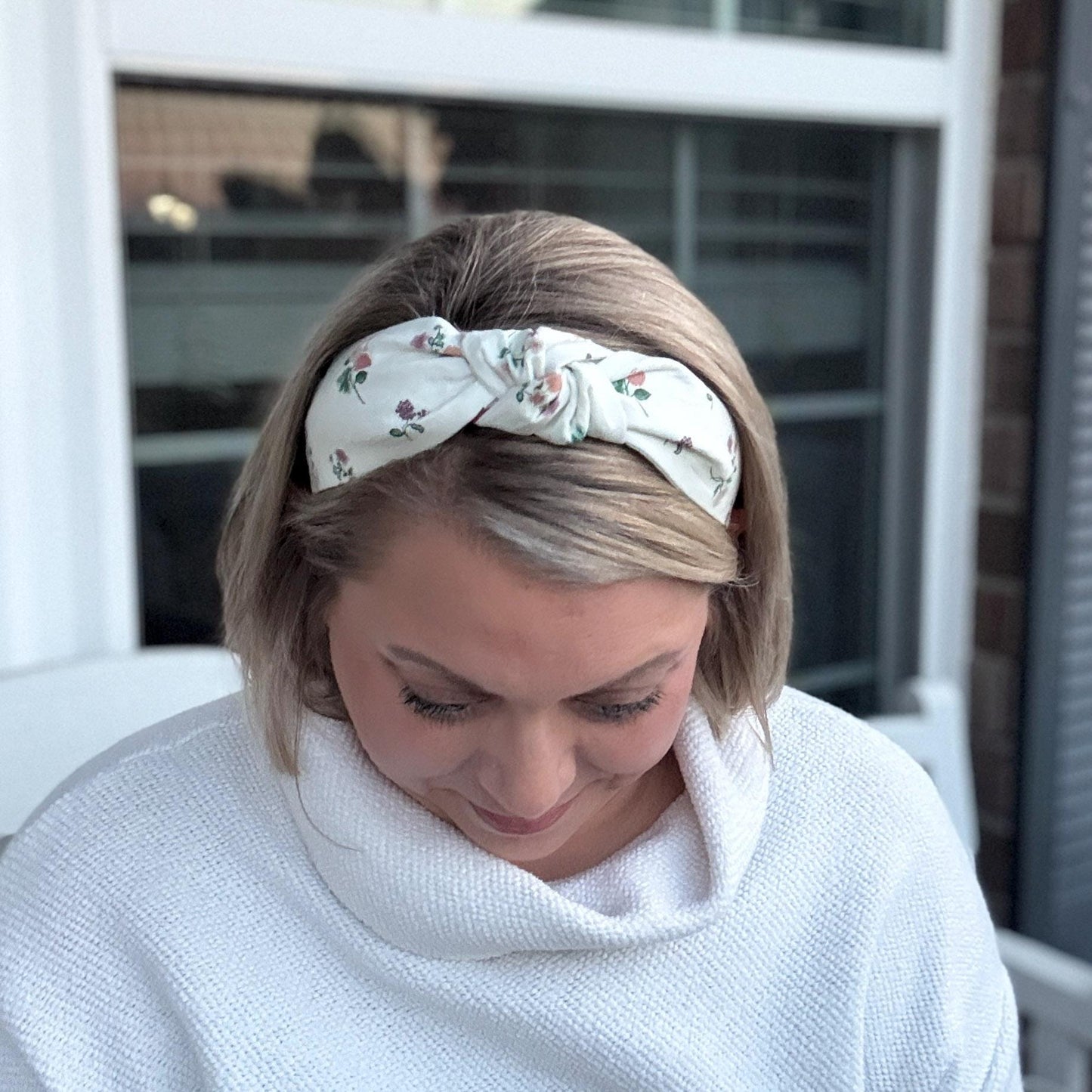 Dahlia Micro Floral Print Headband with Rifle Paper Co. fabric