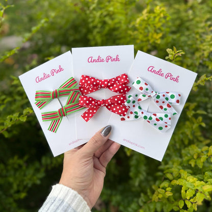 Red and Green Christmas Bows for Toddlers & Little Girls | 3 Styles Available