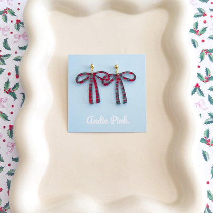 Christmas Bow Earrings | Multiple Colors to Choose From | Hypoallergenic & Nickle Free