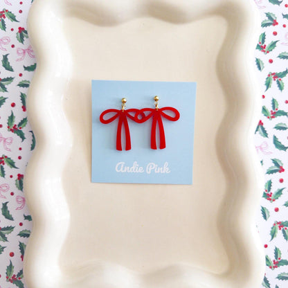 Christmas Bow Earrings | Multiple Colors to Choose From | Hypoallergenic & Nickle Free