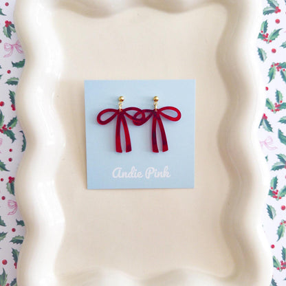 Christmas Bow Earrings | Multiple Colors to Choose From | Hypoallergenic & Nickle Free