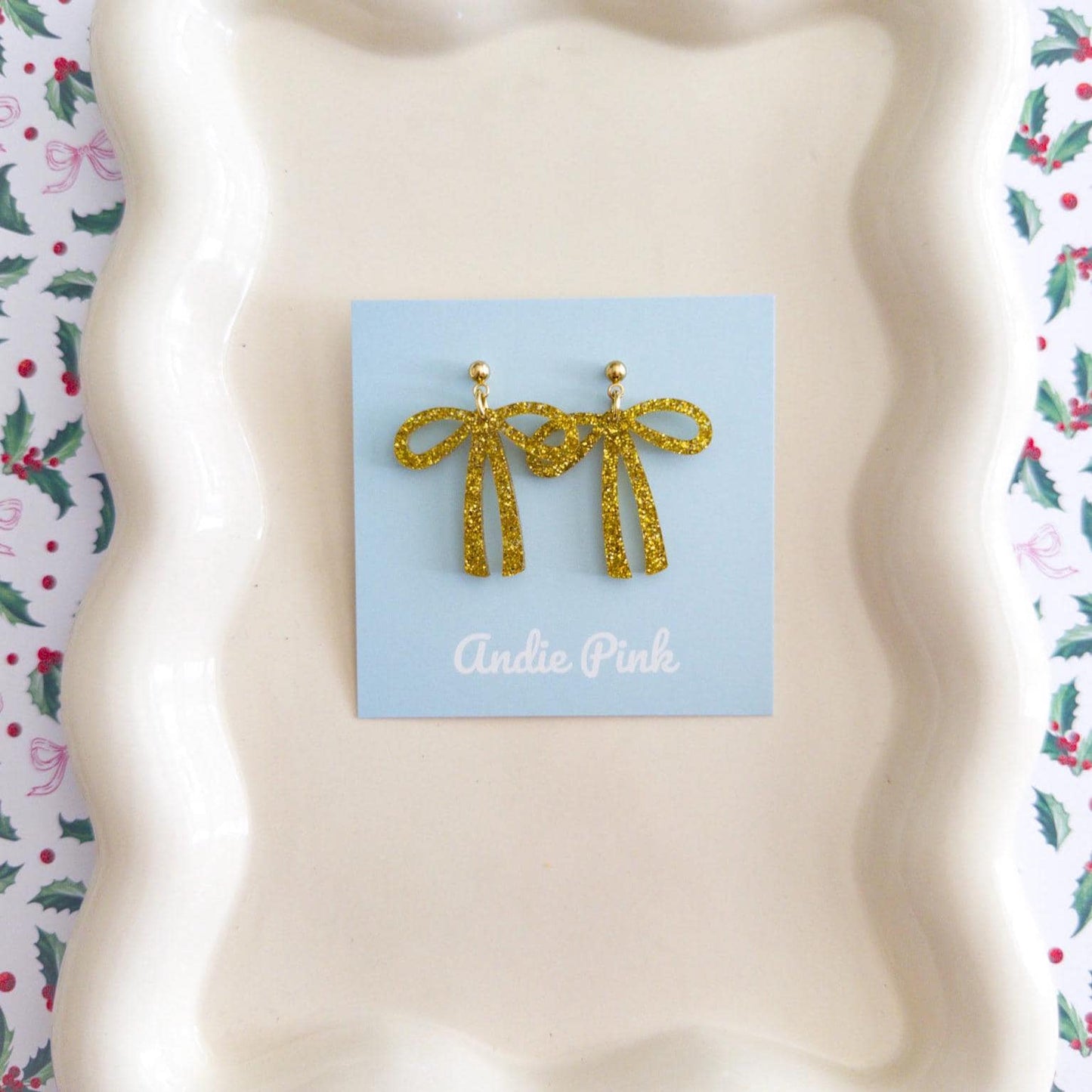 Christmas Bow Earrings | Multiple Colors to Choose From | Hypoallergenic & Nickle Free