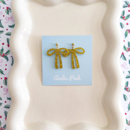 Christmas Bow Earrings | Multiple Colors to Choose From | Hypoallergenic & Nickle Free