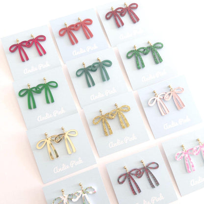 Christmas Bow Earrings | Multiple Colors to Choose From | Hypoallergenic & Nickle Free