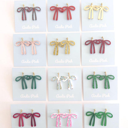 Christmas Bow Earrings | Multiple Colors to Choose From | Hypoallergenic & Nickle Free
