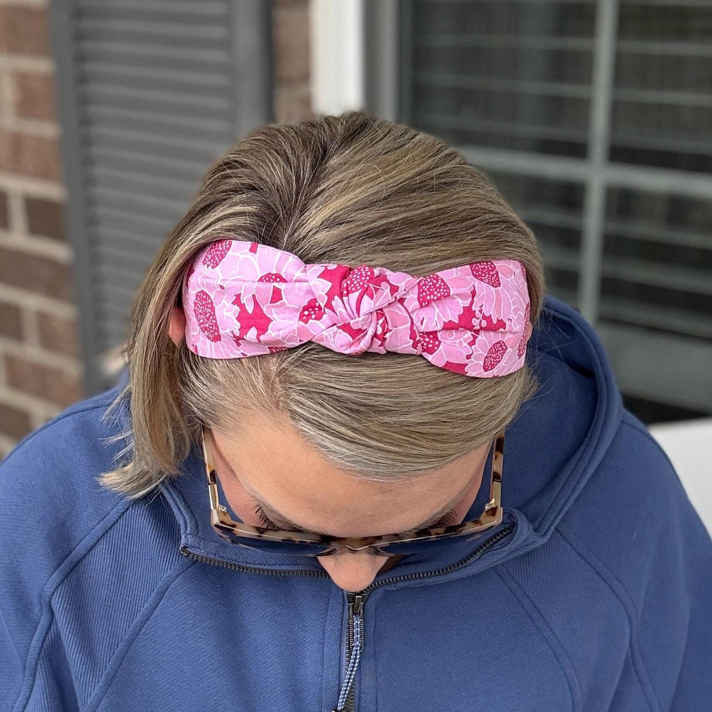Pink Floral Topknot Headband