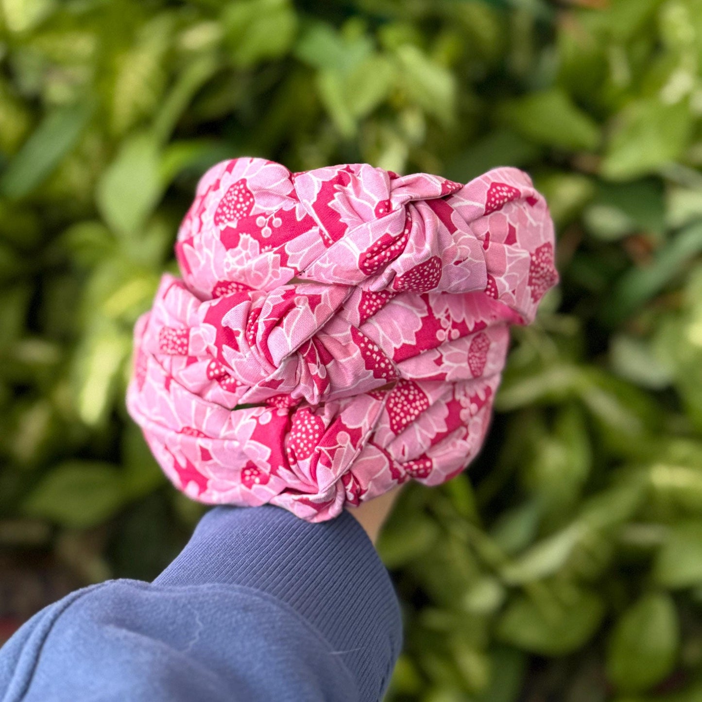 Pink Floral Topknot Headband