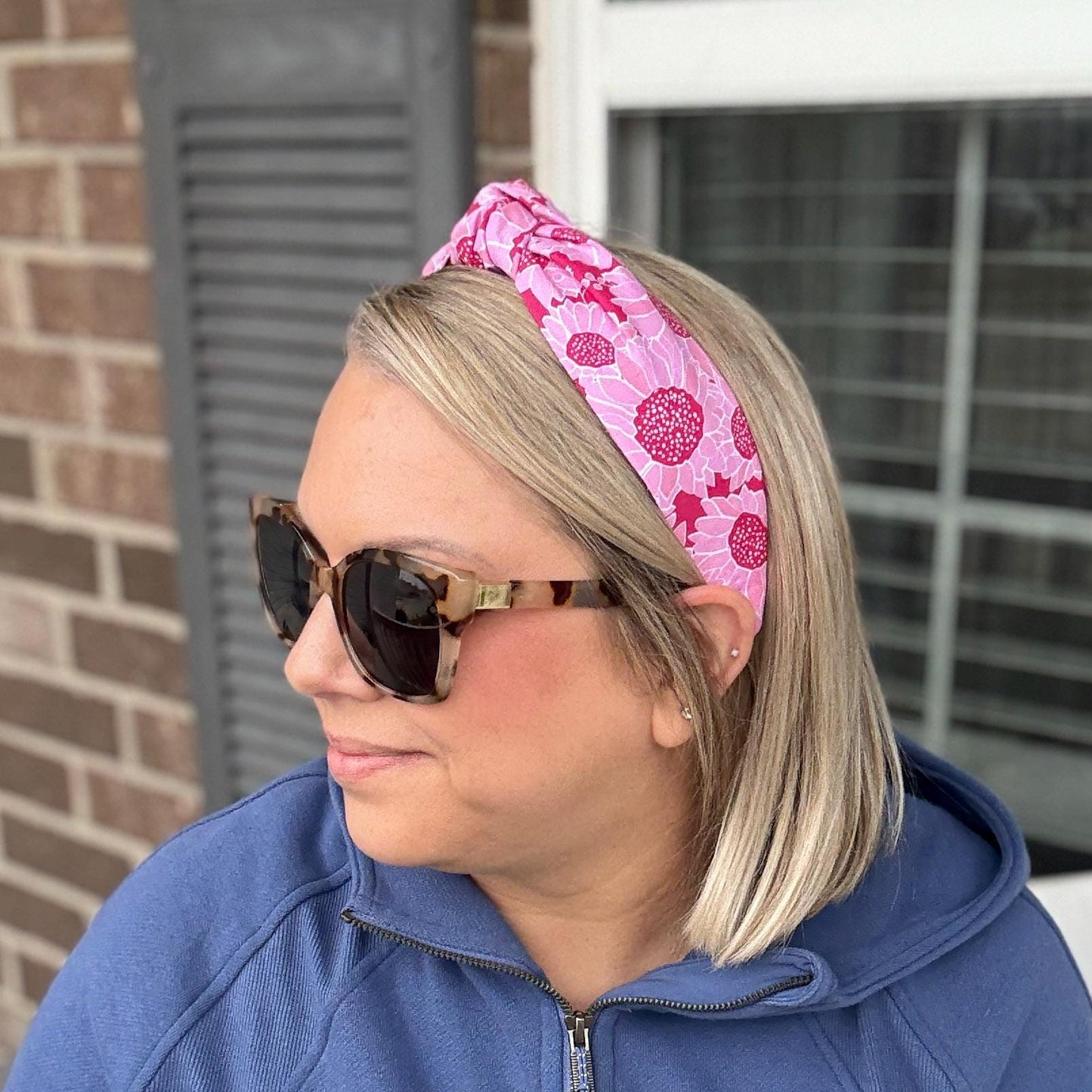 Pink Floral Topknot Headband