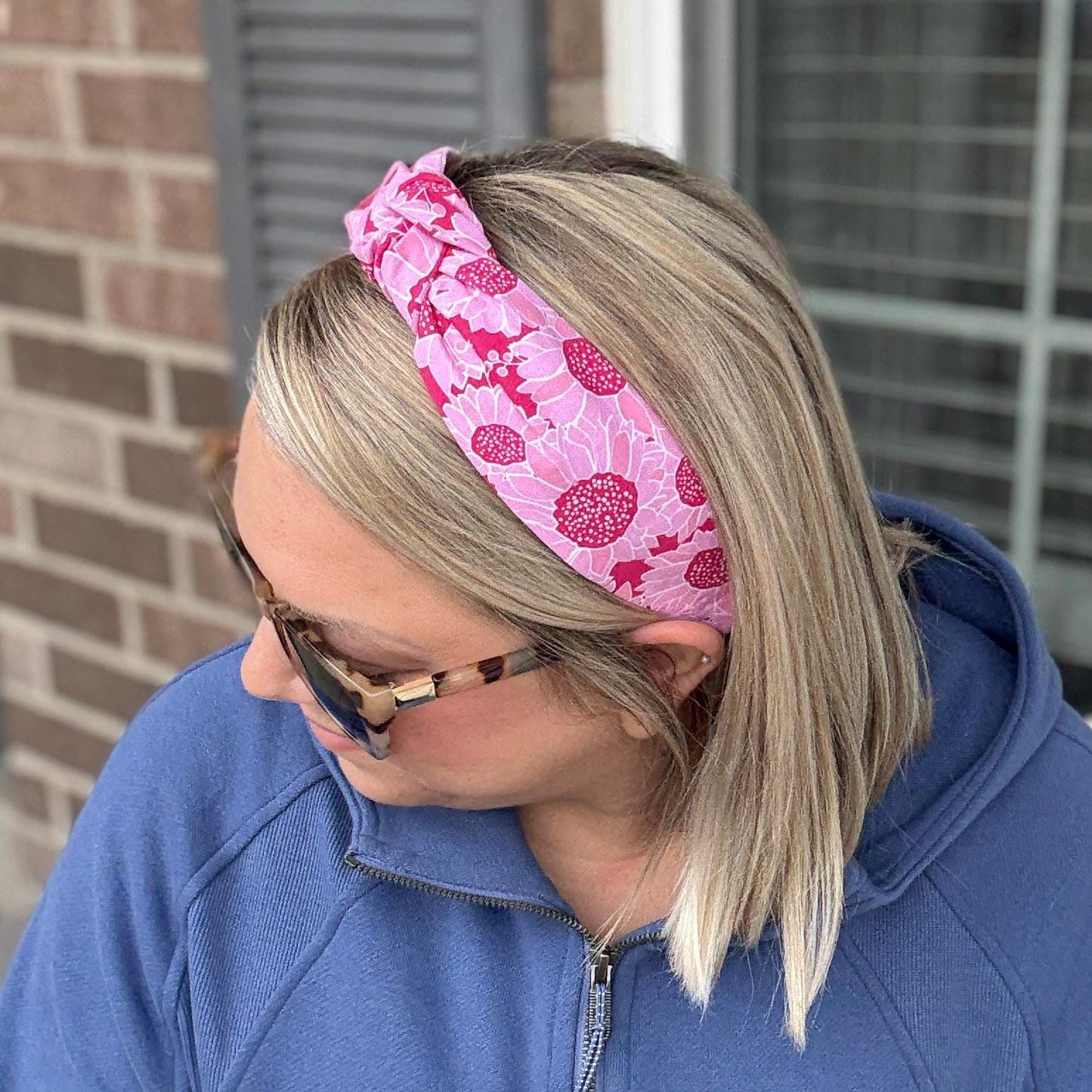 Pink Floral Topknot Headband