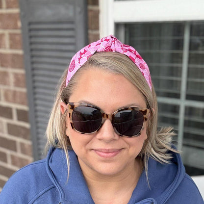 Pink Floral Topknot Headband
