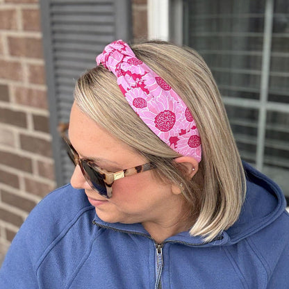 Pink Floral Topknot Headband