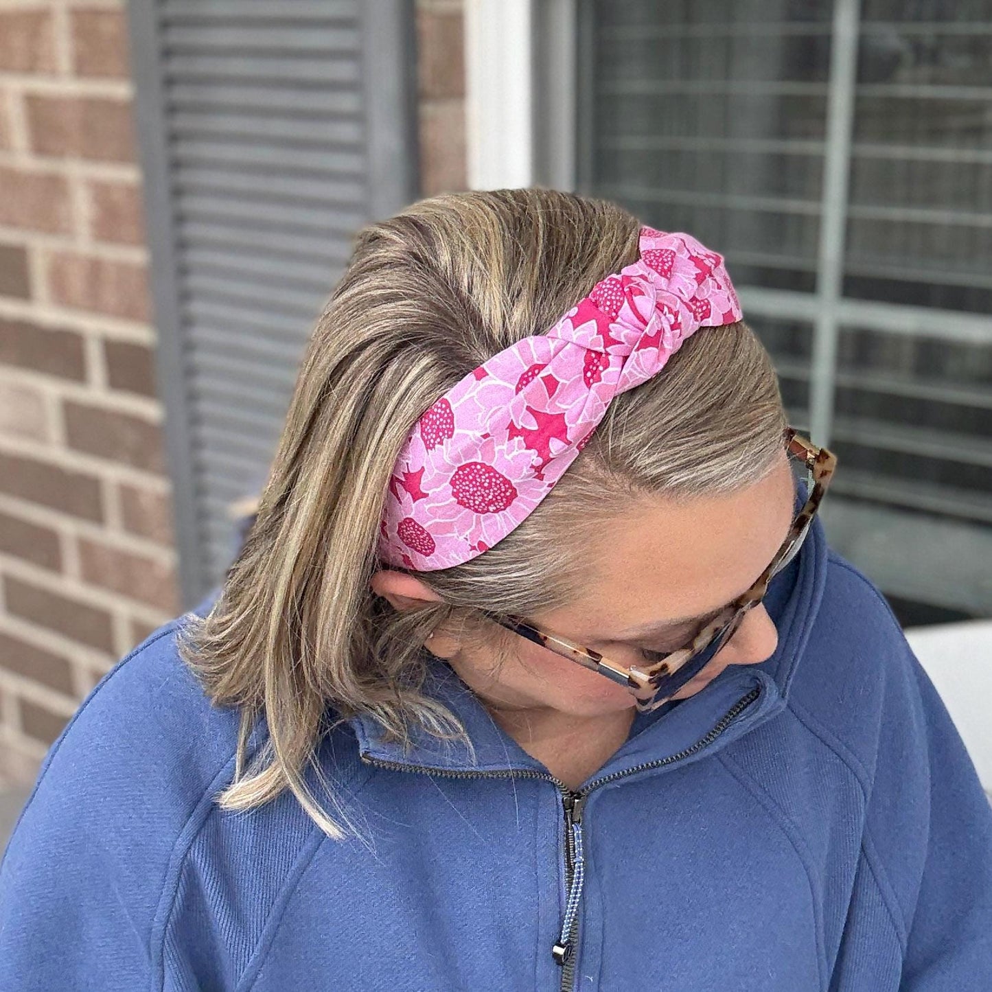 Pink Floral Topknot Headband