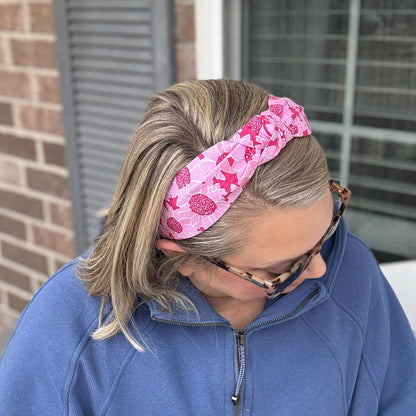 Pink Floral Topknot Headband