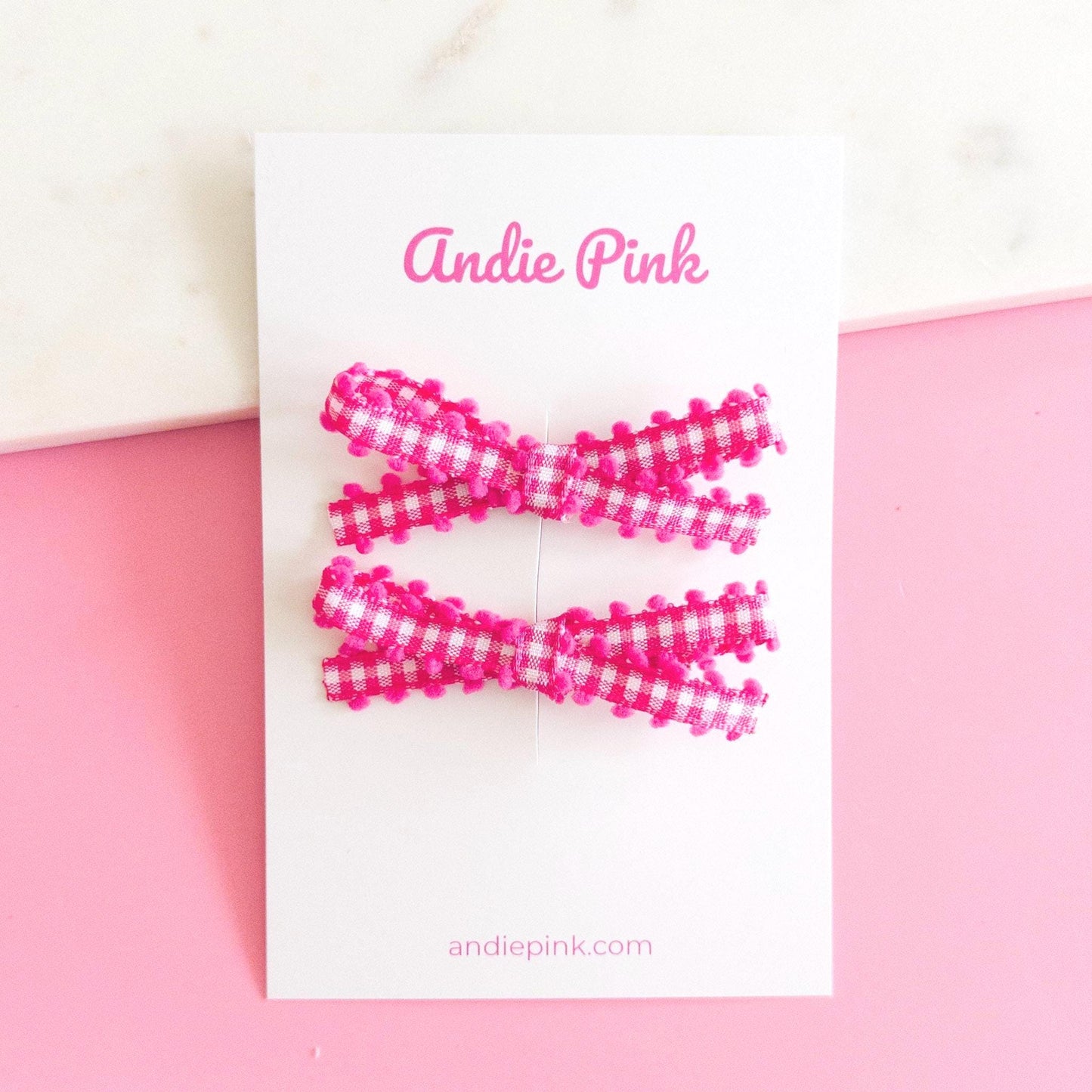 Pink & White Gingham Bows