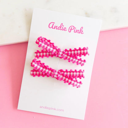 Pink & White Gingham Bows
