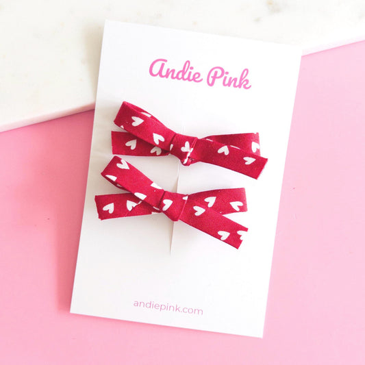 Red Bows with White Hearts