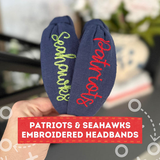 Patriots & Seahawks Embroidered Headbands